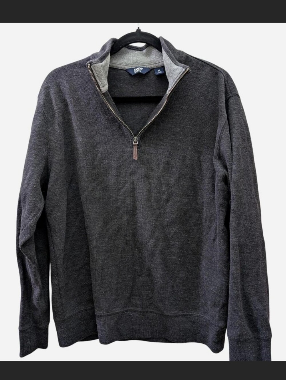 Lands' End Men’s Dark Charcoal Half-Zip Sweater